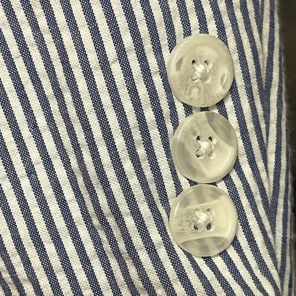Alan Flusser Sport Coat Blazer Jacket Blue and White Striped Men 48R - Picture 13 of 15